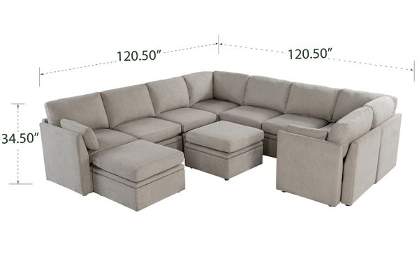 Oloa 3R Modular Sectional Sofa Couch 10 Piece U-Shaped Living Room Sofa Set - Free Assembly
