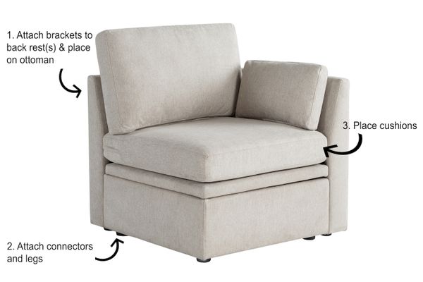 Oloa 3R Modular Sectional Sofa Couch 10 Piece U-Shaped Living Room Sofa Set - Free Assembly