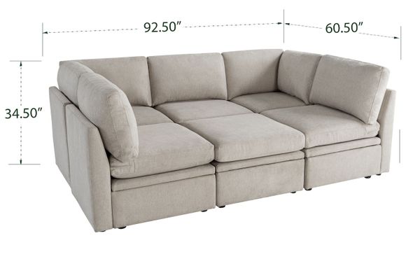 Oloa 3R Modular Sectional Sofa Couch 6 Piece Living Room Sofa