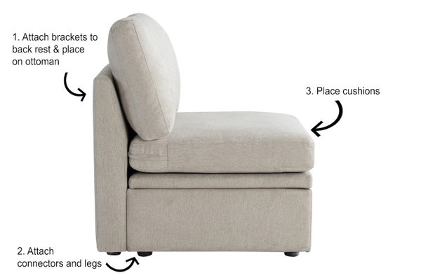 Oloa 3R Modular Sectional Sofa Couch Armless Chair