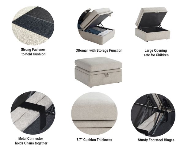 Oloa 3R Modular Sectional Sofa Couch Ottoman