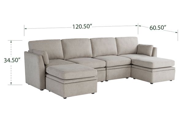 Oloa Modular Living Room Sectional Sofa - 6 Piece U-Shaped Sectional