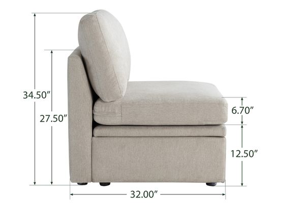 Oloa 3R Modular Sectional Sofa Couch Armless Chair