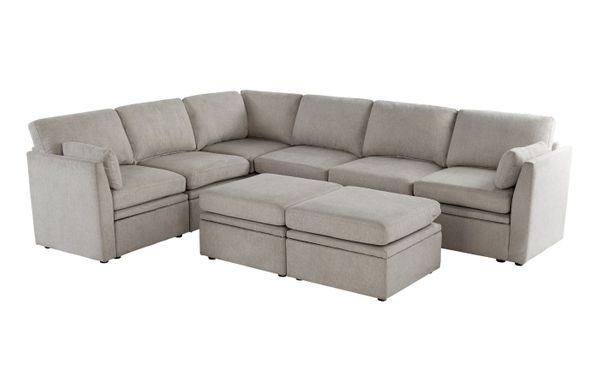 Oloa 3R Modular Sectional Sofa Couch 8 Piece L-Shaped Living Room Sofa Set with 2 Ottomans