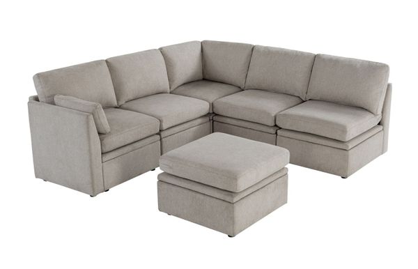 Oloa 3R Modular Sectional Sofa Couch 6 Piece L-Shaped Living Room Sofa with Ottoman