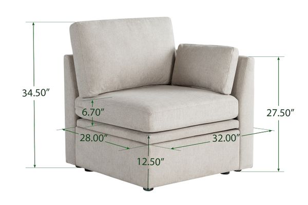 Oloa 3R Modular Sectional Sofa Couch 3 Piece Living Room Sofa