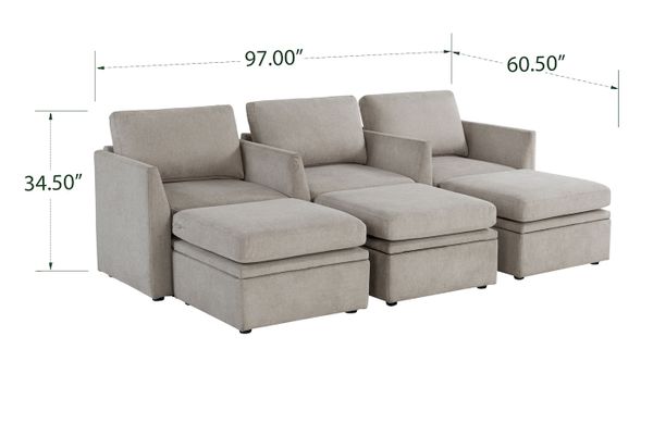 Oloa 3R Modular Sectional Sofa Couch 6 Piece Home Theater Sofa Seating