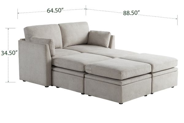 Oloa 3R Modular Sectional Sofa Couch 6 Piece Living Room Sofa Bed