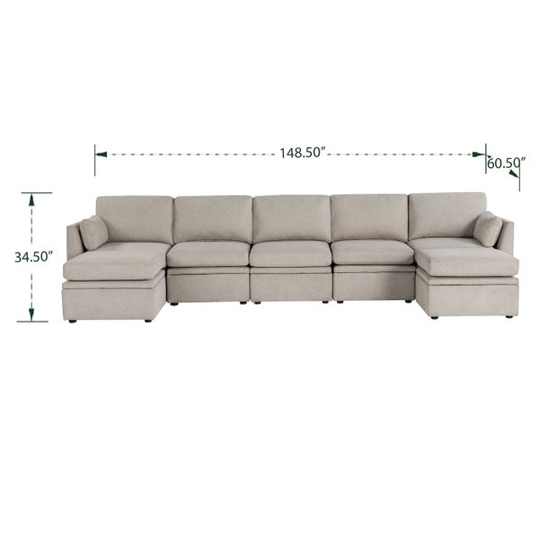 Oloasofa 3R Modular Sectional Sofa Couch 7 Piece U-Shaped Living Room Sofa Set