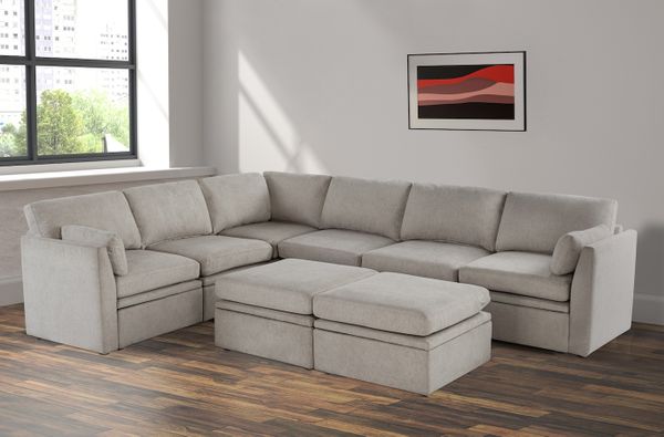 Oloa 3R Modular Sectional Sofa Couch 8 Piece L-Shaped Living Room Sofa Set with 2 Ottomans